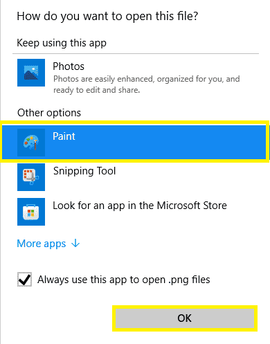 Choose another app option