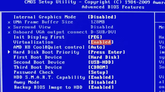 enable virtualization in BIOS