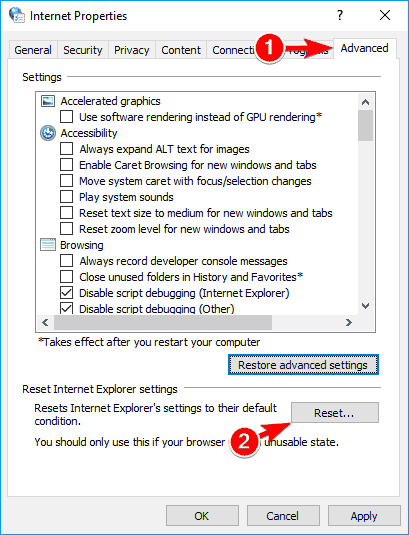 Reset Internet Settings